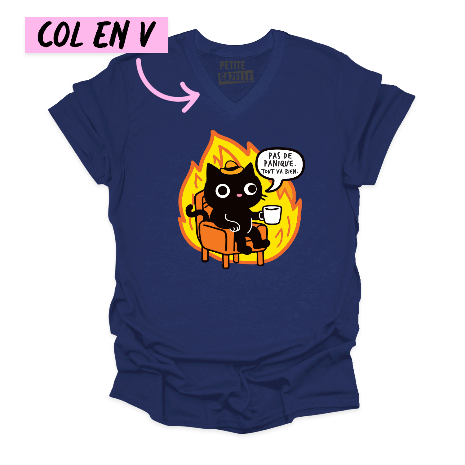 TSHIRT COL en V | Pas de panique, tout va bien.