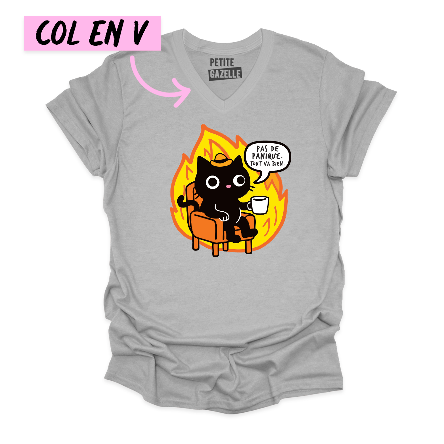 TSHIRT COL en V | Pas de panique, tout va bien.