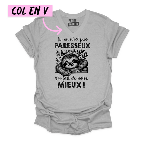 TSHIRT COL en V | Ici, on n'est pas paresseux