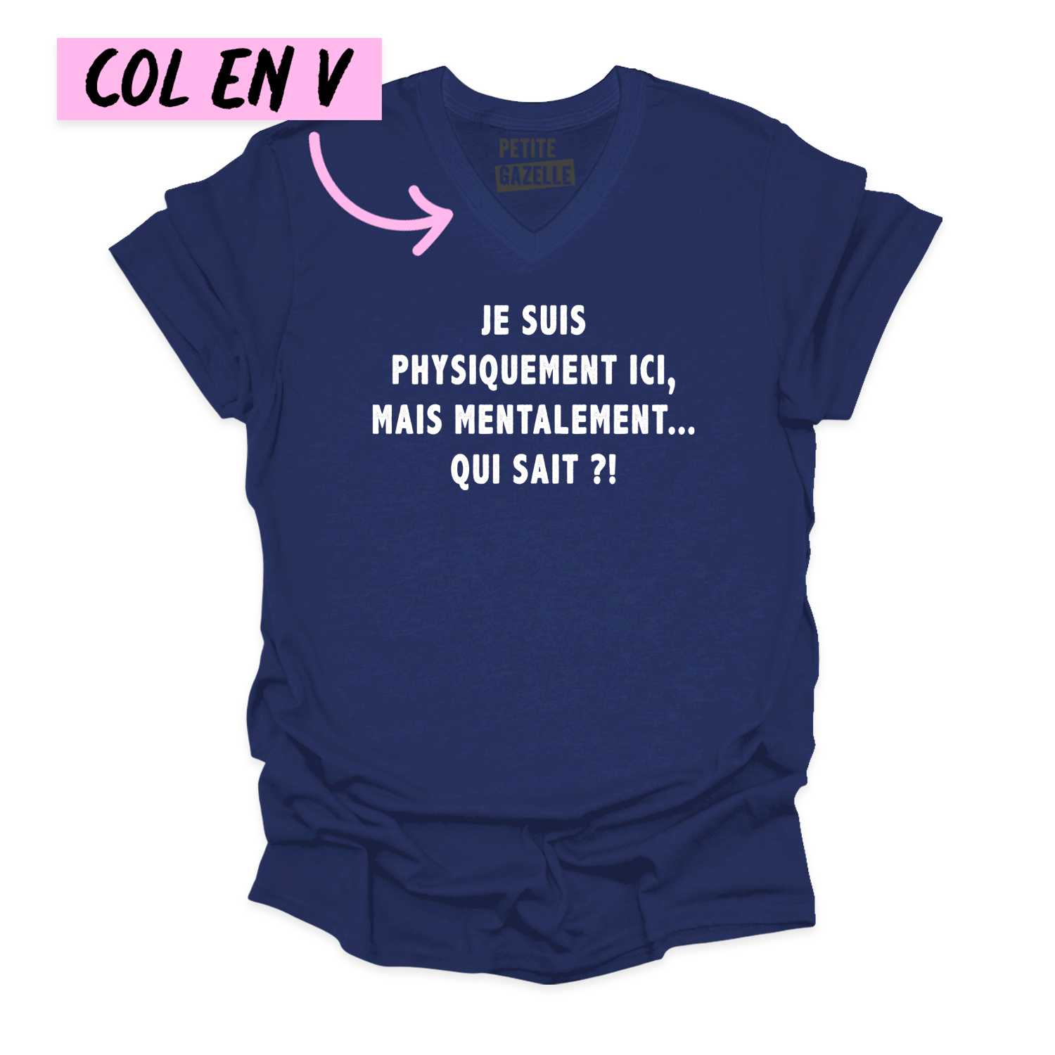 TSHIRT COL en V | Je suis physiquement ici