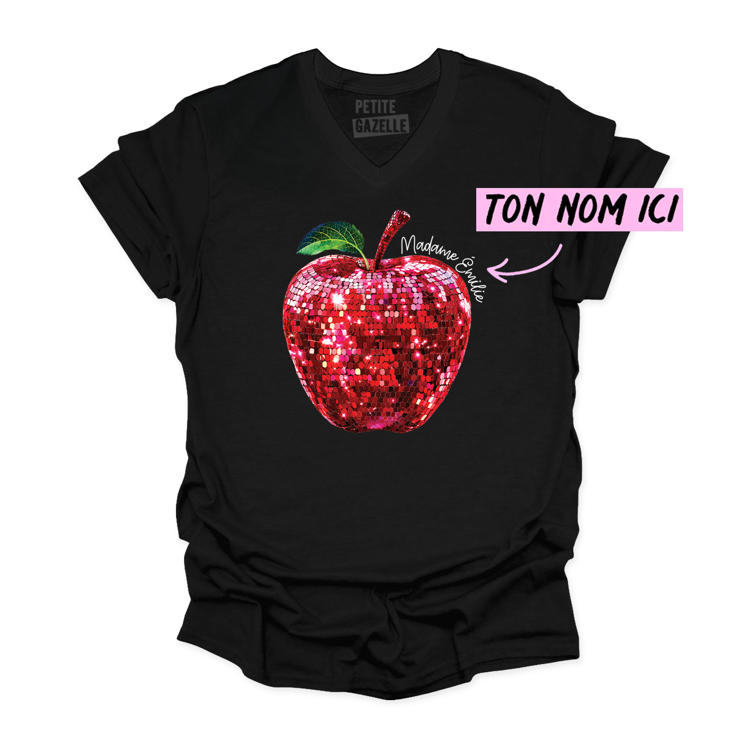 TSHIRT COL en V | Madame Pomme Disco