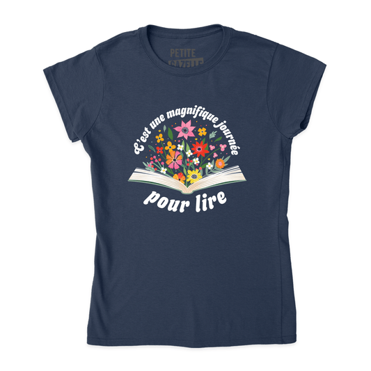 TSHIRT AJUSTÉ | C'est une magnifique journée pour lire - T-Shirt coupe ajustée - Petite Gazelle Atelier