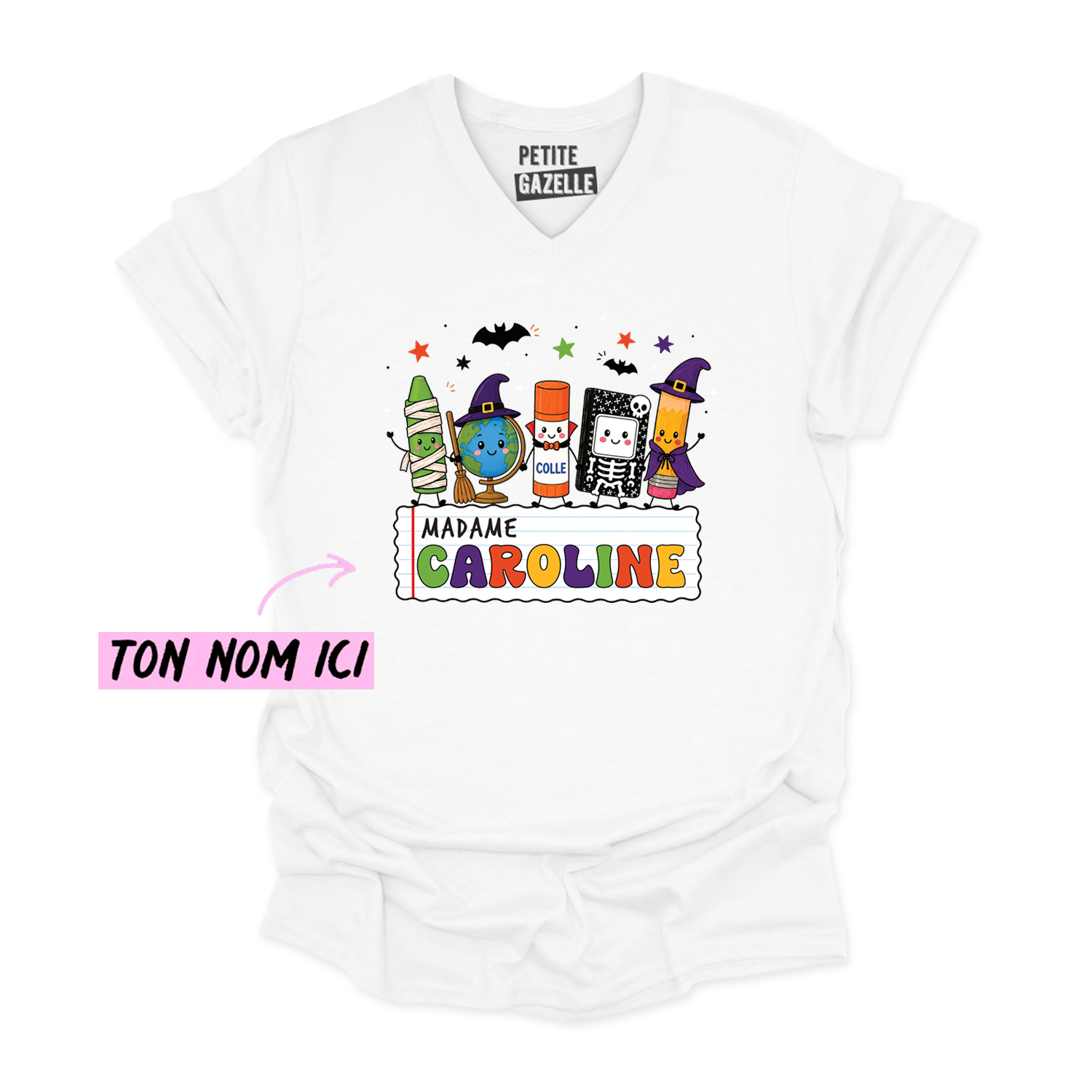 TSHIRT COL en V | Prof Halloween