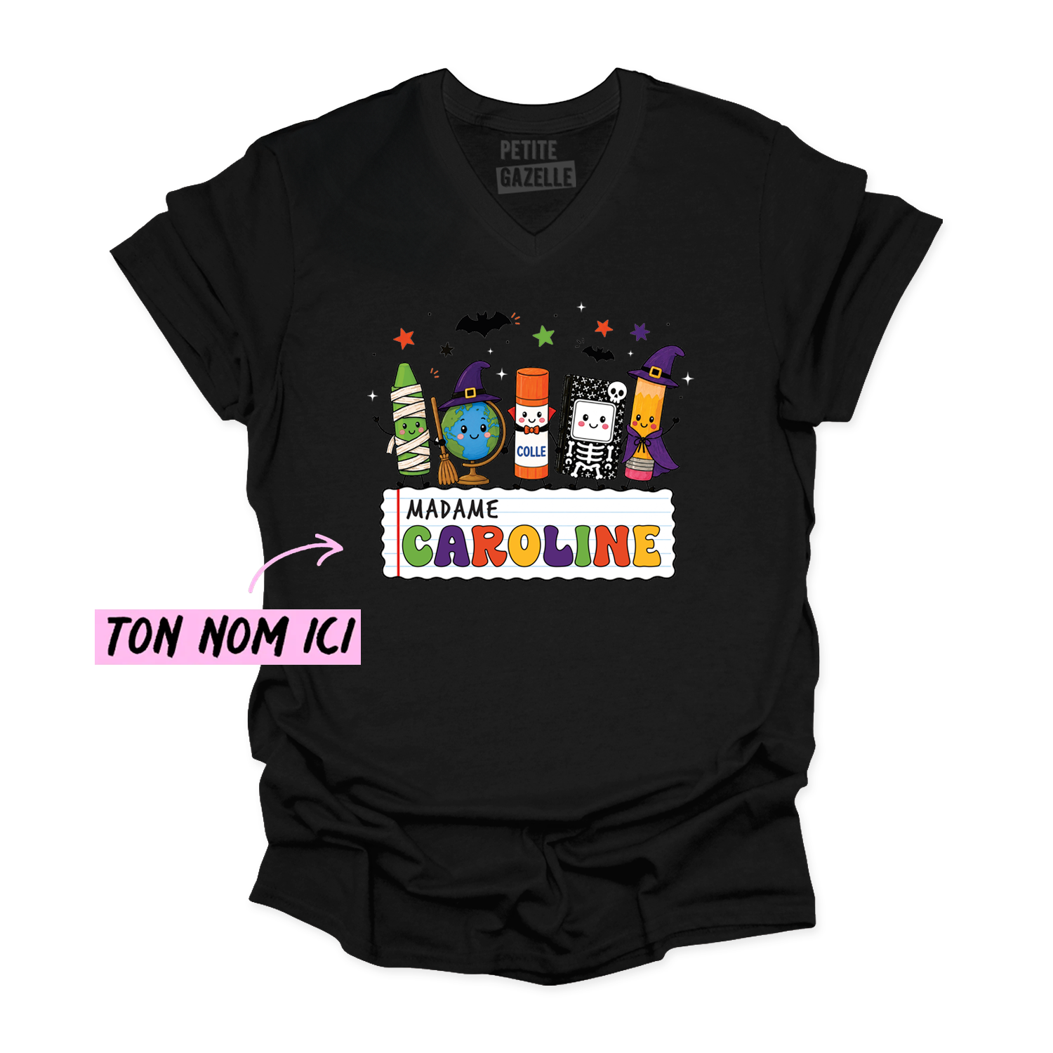 TSHIRT COL en V | Prof Halloween