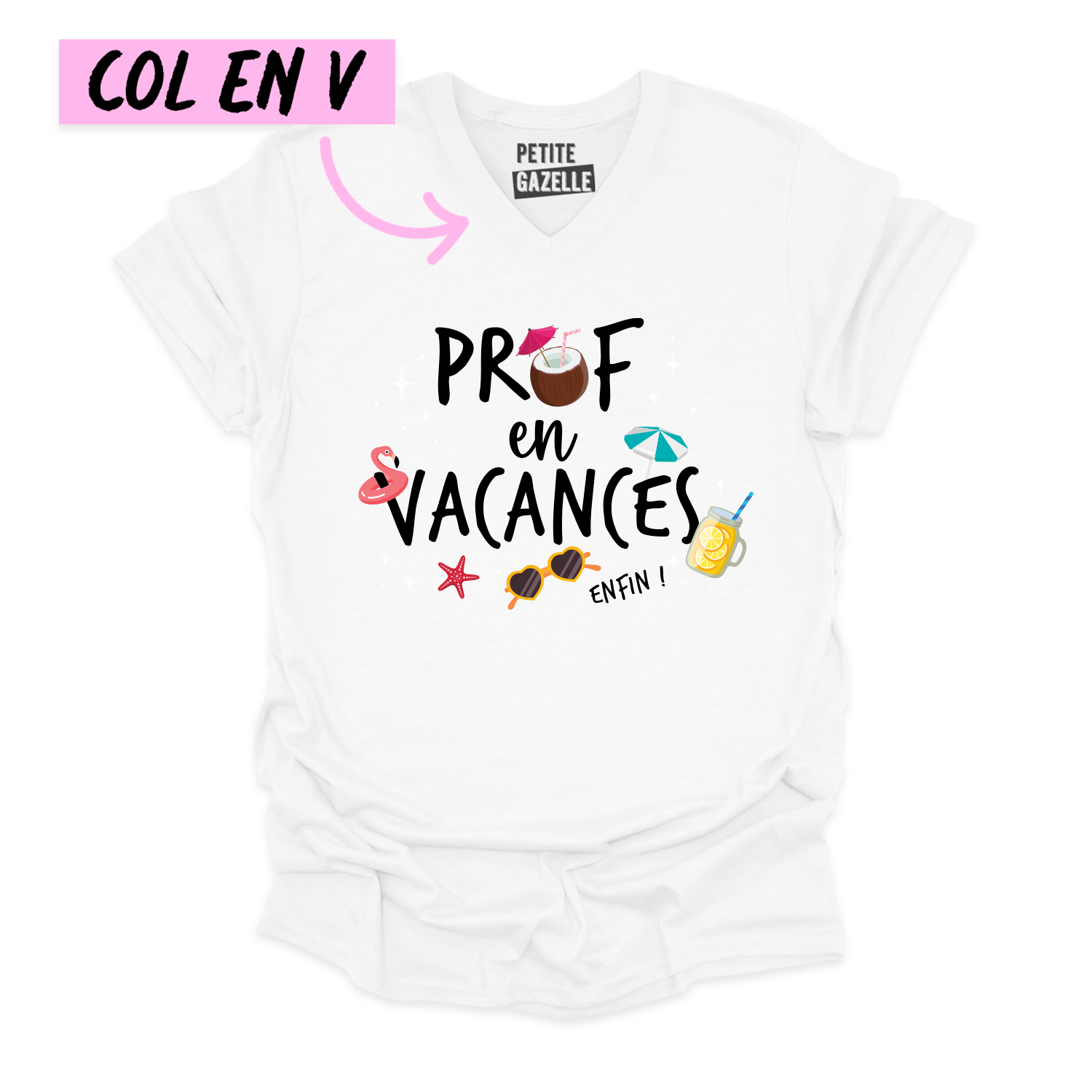 TSHIRT COL en V | Prof en vacances, enfin !