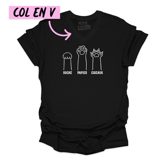 TSHIRT COL en V | Pattes de chat - T - SHIRT UNISEXE COL en V - Petite Gazelle Atelier