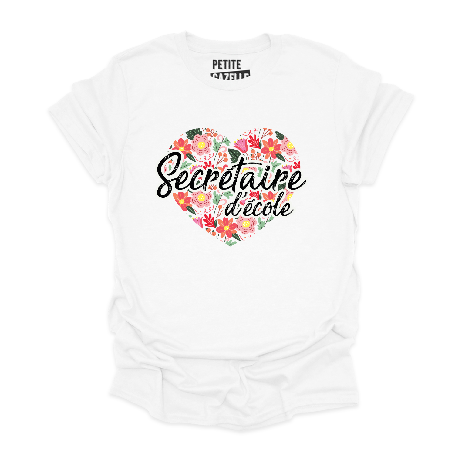 T-SHIRT COL ROND | Secrétaire Coeurs & Fleurs