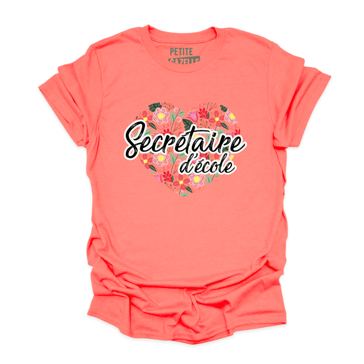 T-SHIRT COL ROND | Secrétaire Coeurs & Fleurs