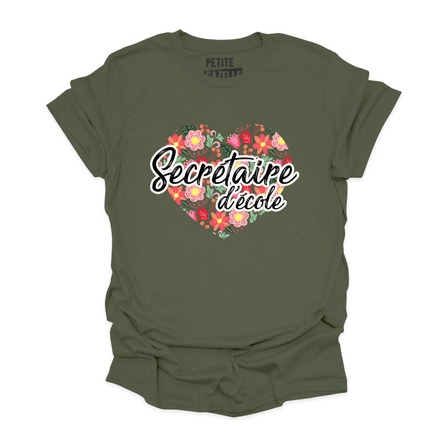 T-SHIRT COL ROND | Secrétaire Coeurs & Fleurs