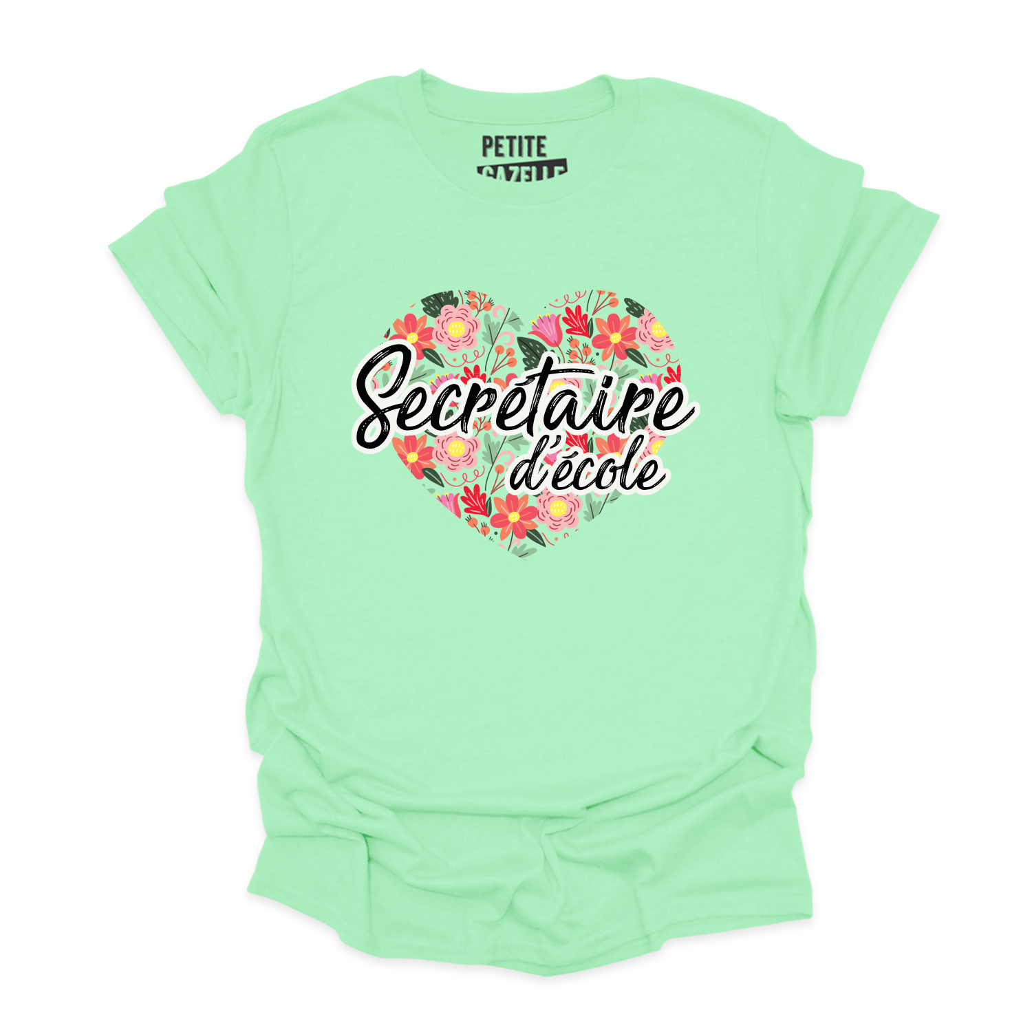 T-SHIRT COL ROND | Secrétaire Coeurs & Fleurs