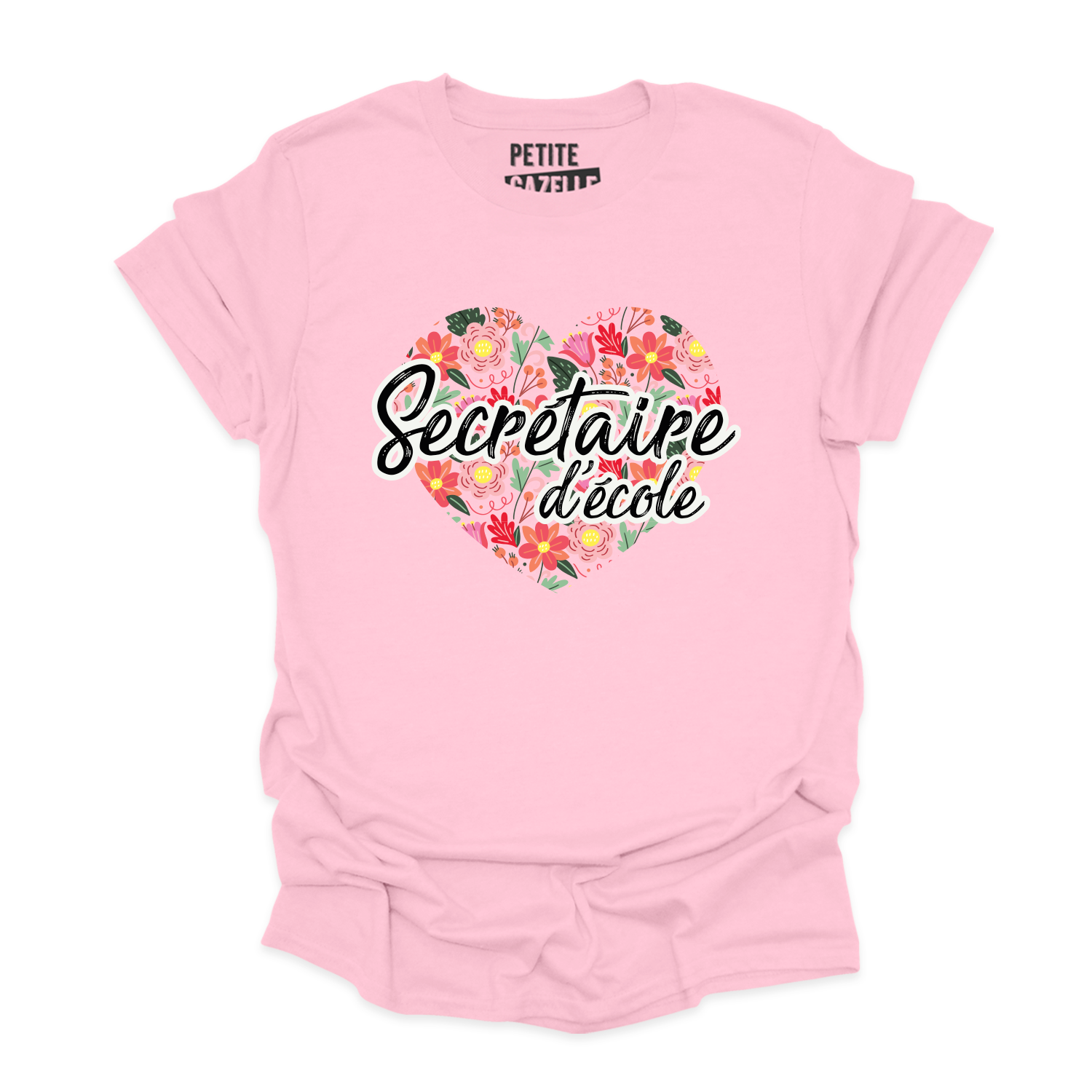 T-SHIRT COL ROND | Secrétaire Coeurs & Fleurs