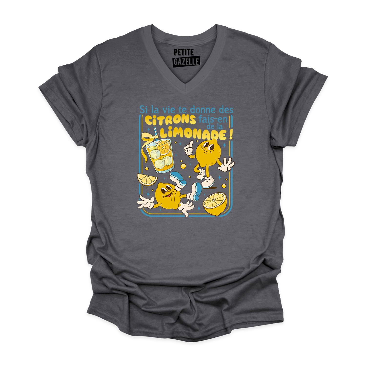TSHIRT COL en V | Si la vie te donne des citrons