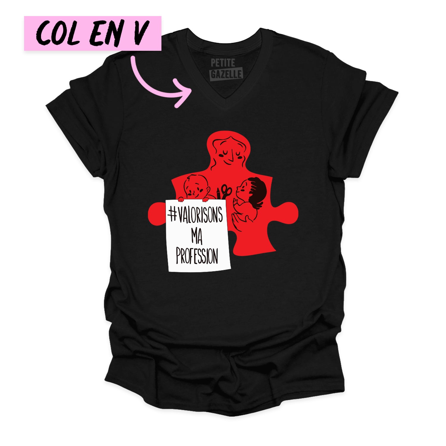 T-shirt unisexe col en V | Valorisons ma profession