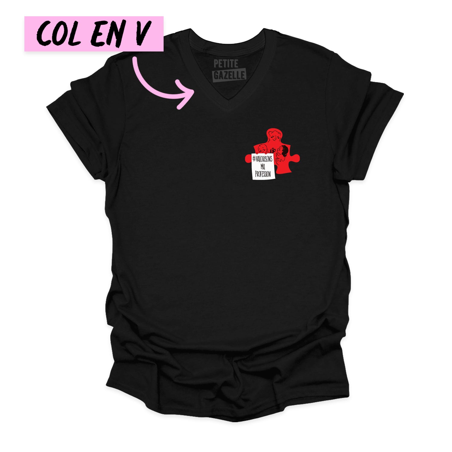T-shirt unisexe col en V | Valorisons ma profession