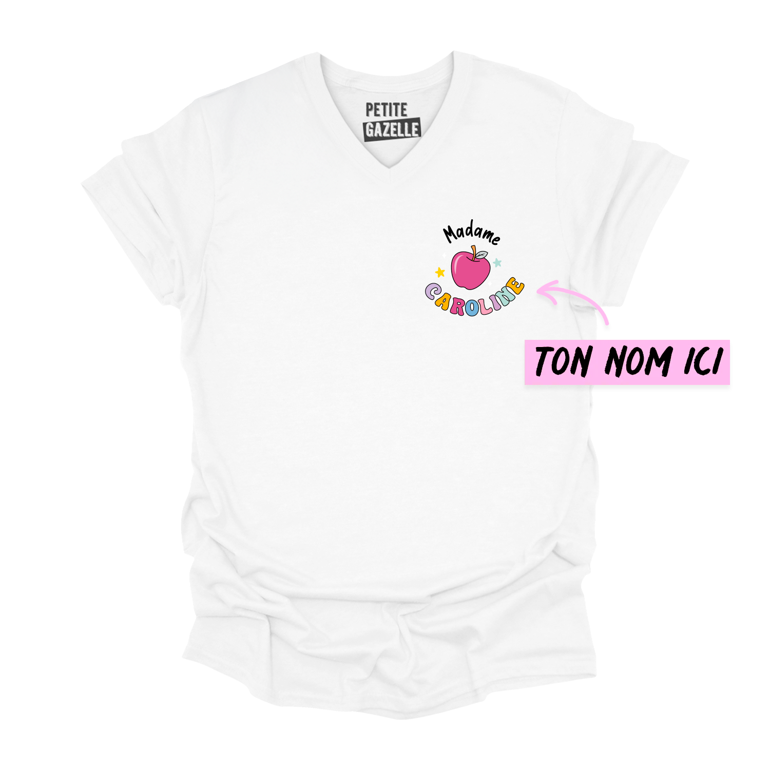 TSHIRT COL en V | Madame Pomme Pastel