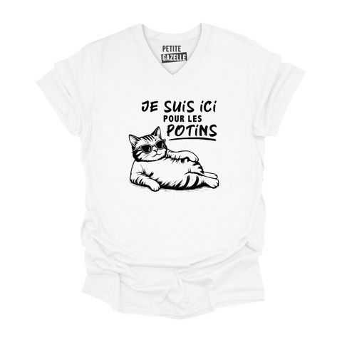TSHIRT COL en V | Je suis ici pour les potins