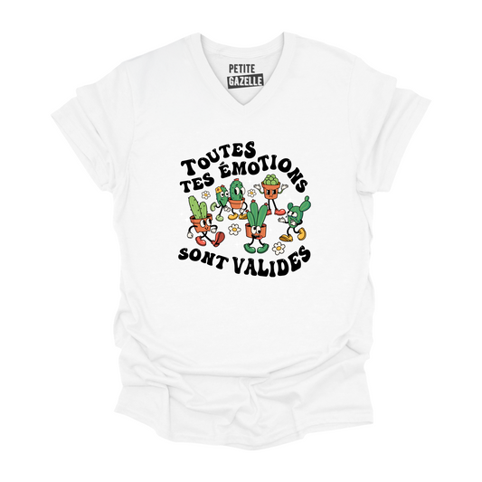 TSHIRT COL en V | Toutes tes émotions sont valides