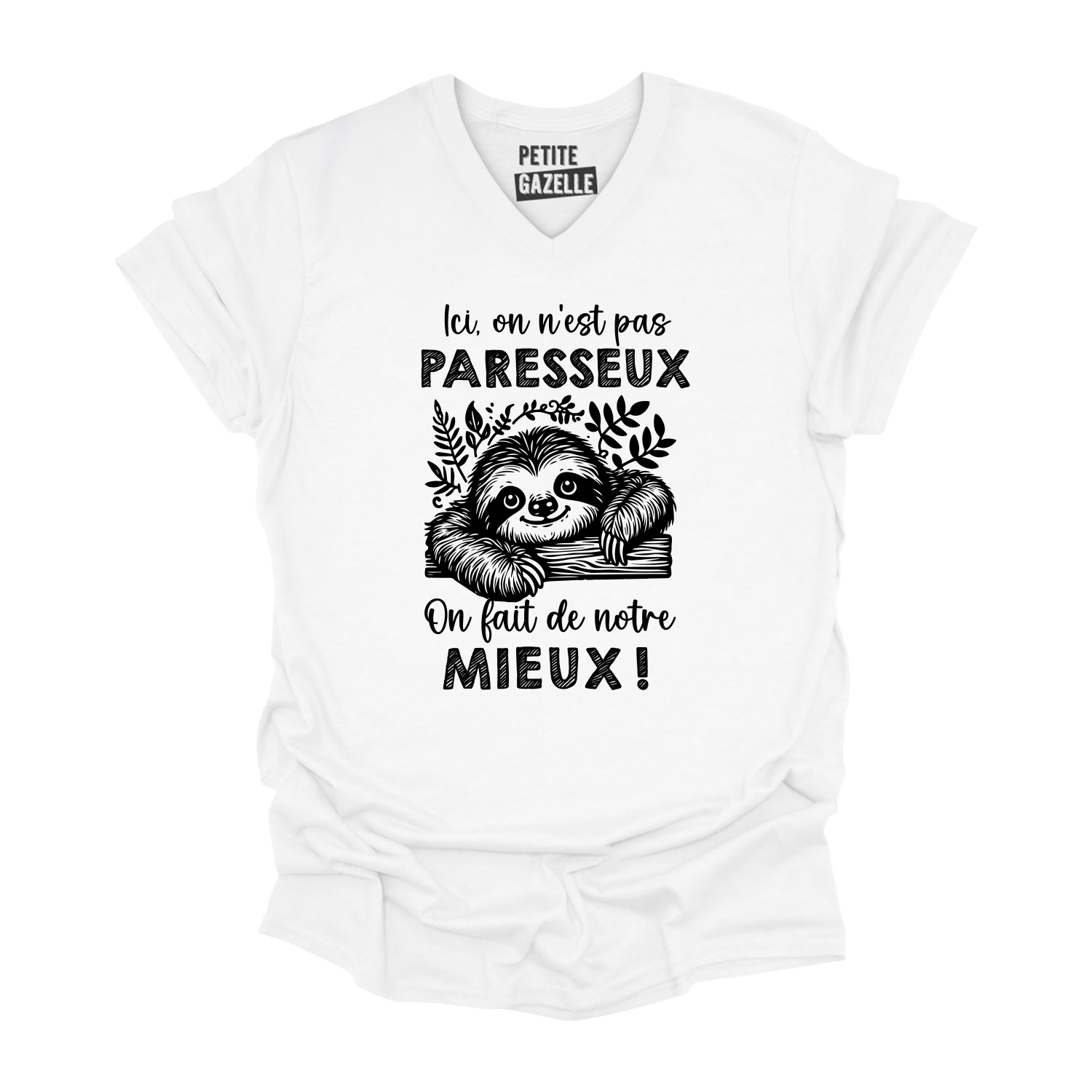 TSHIRT COL en V | Ici, on n'est pas paresseux