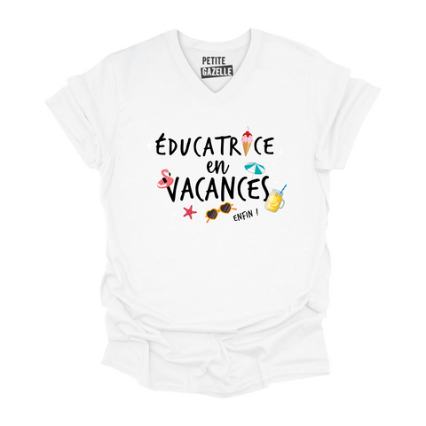 TSHIRT COL en V | Éducatrice en vacances, enfin !