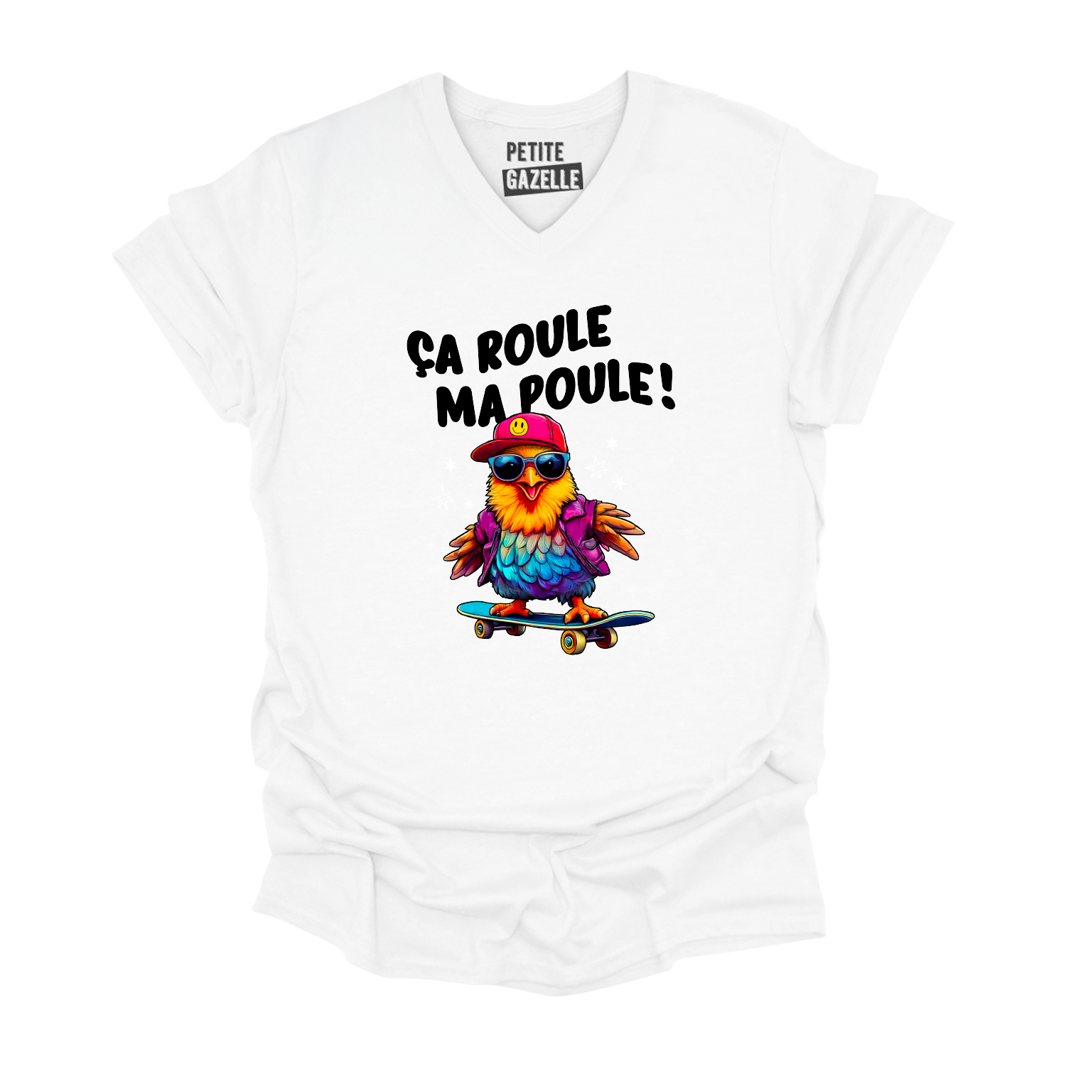 TSHIRT COL en V | Ça roule ma poule !