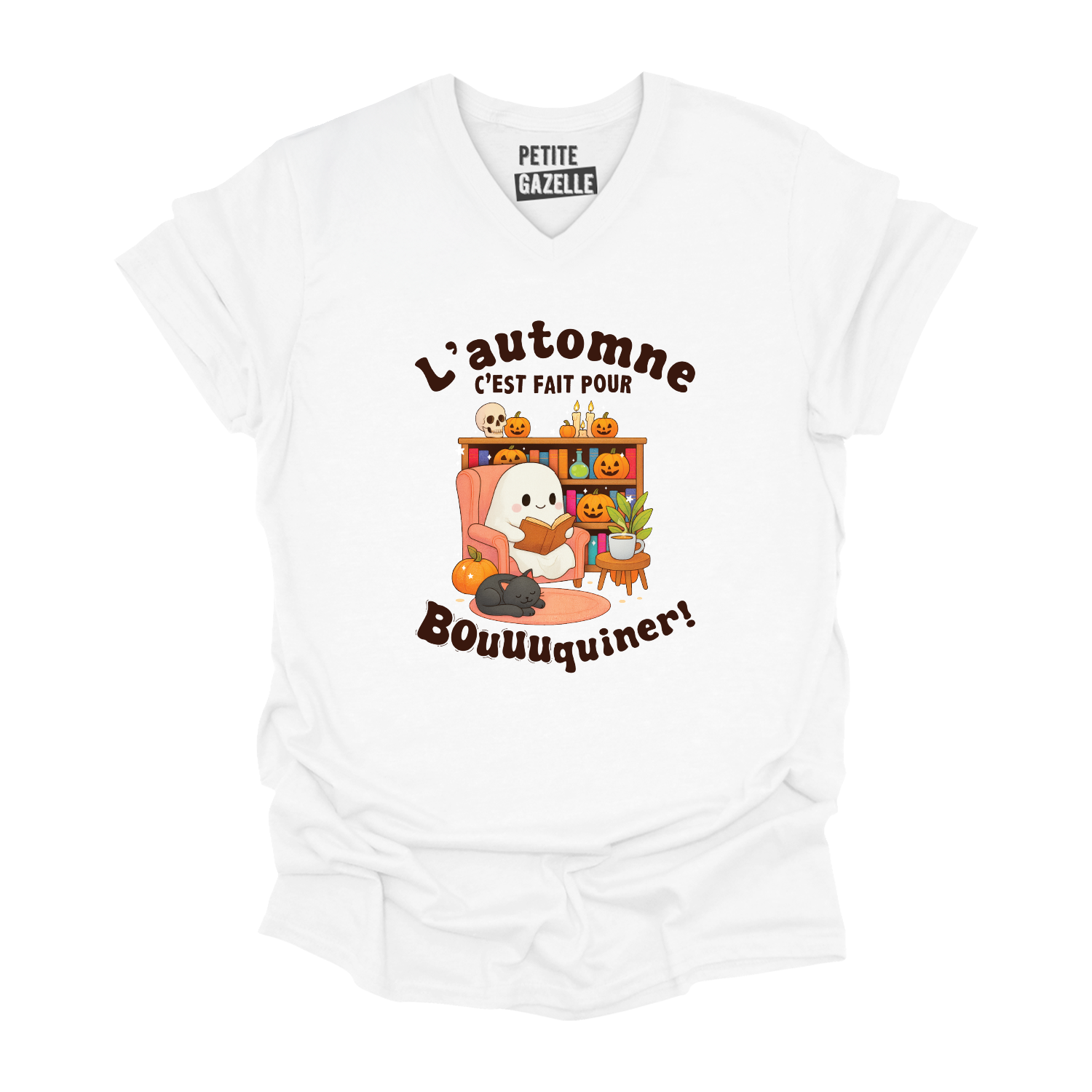 TSHIRT COL en V | L'automne c'est fait pour bouquiner !