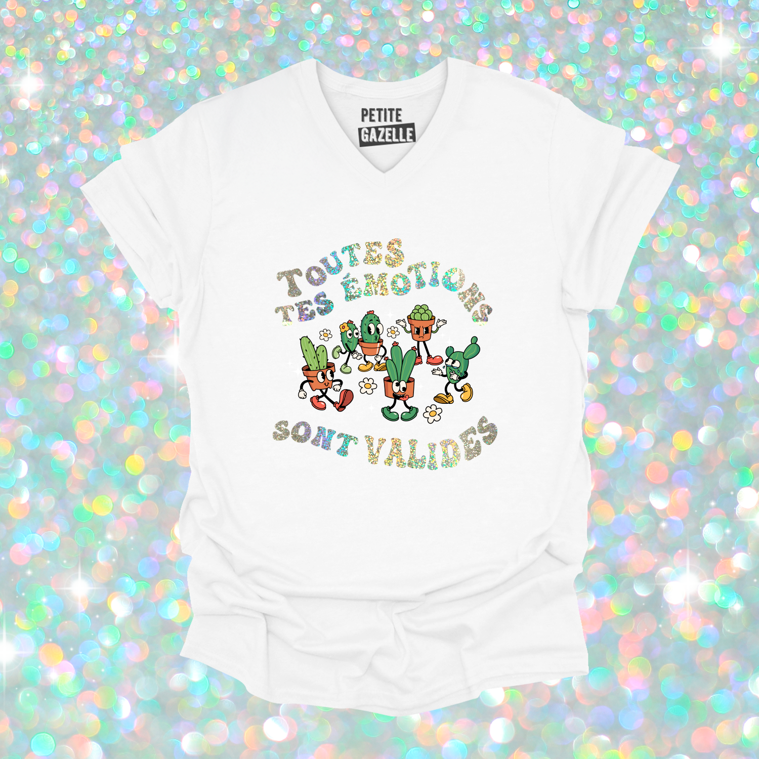 TSHIRT COL en V | Toutes tes emotions sont valides (Holographique)