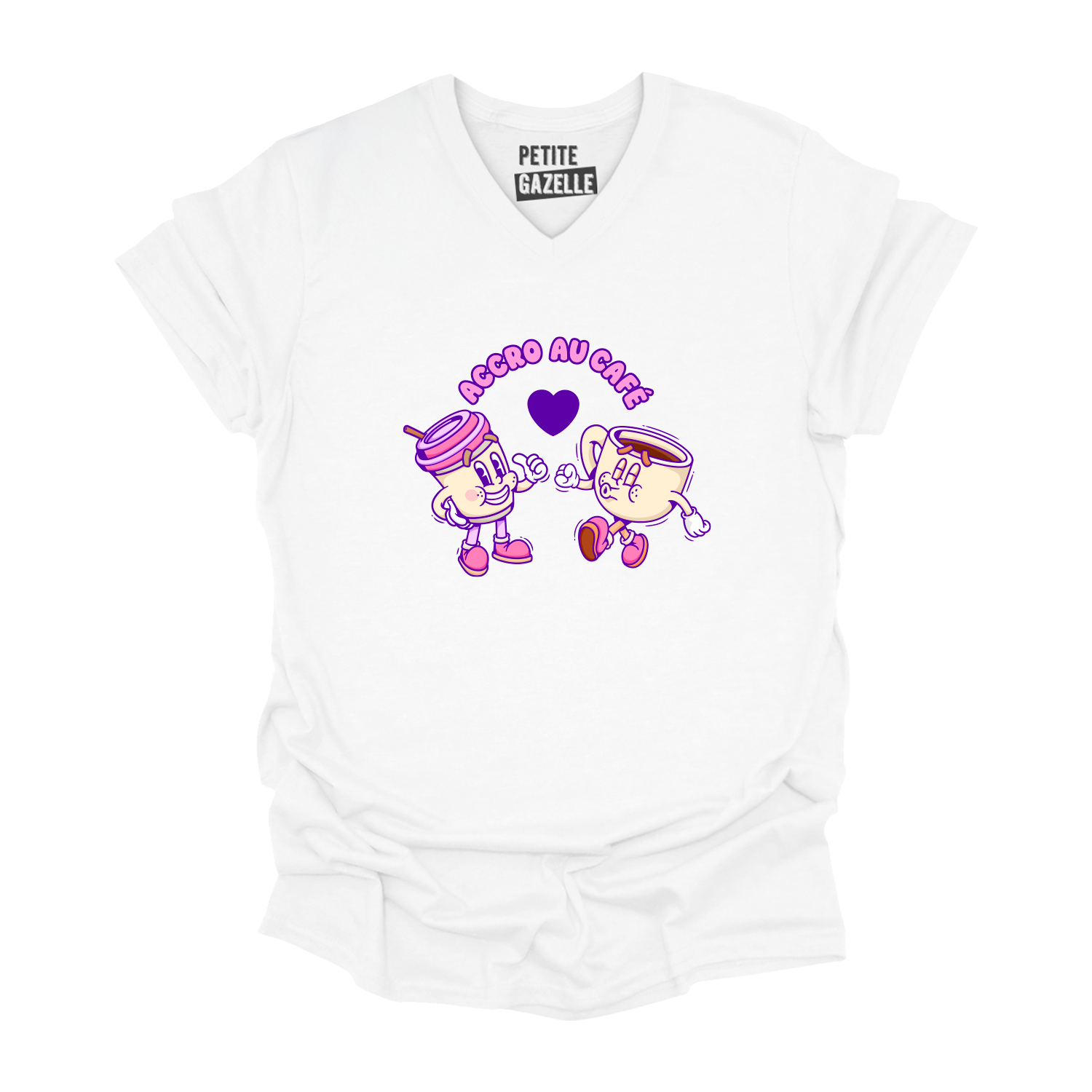 TSHIRT COL en V | Accro au café