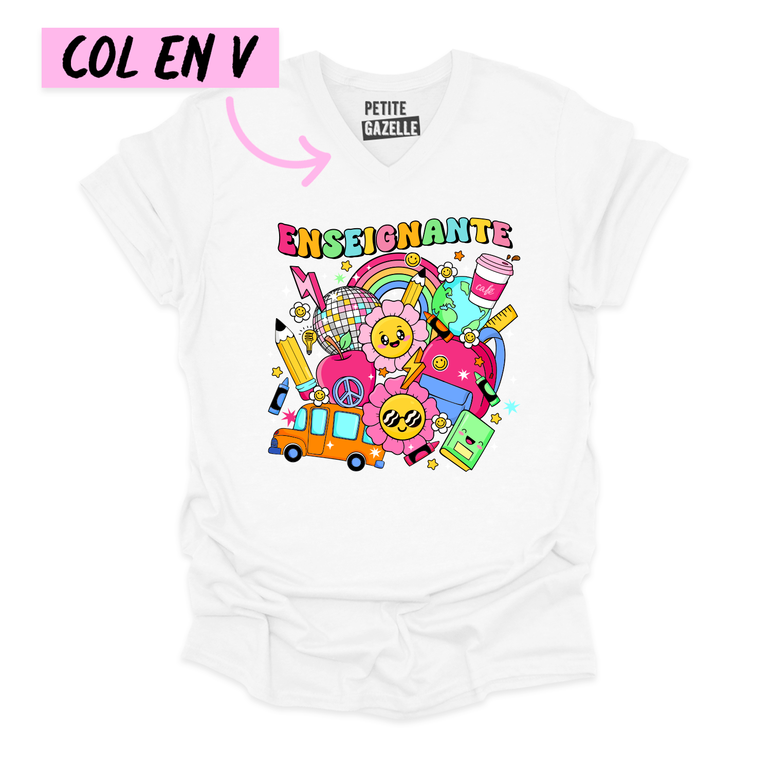 TSHIRT COL en V | Enseignante Groovy