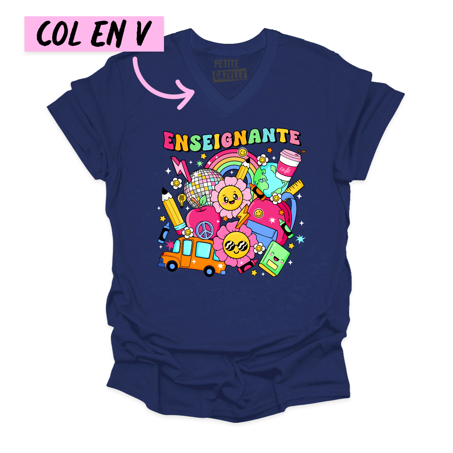 TSHIRT COL en V | Enseignante Groovy