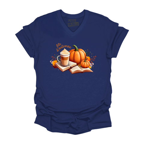 TSHIRT COL en V | Citrouille & Livres