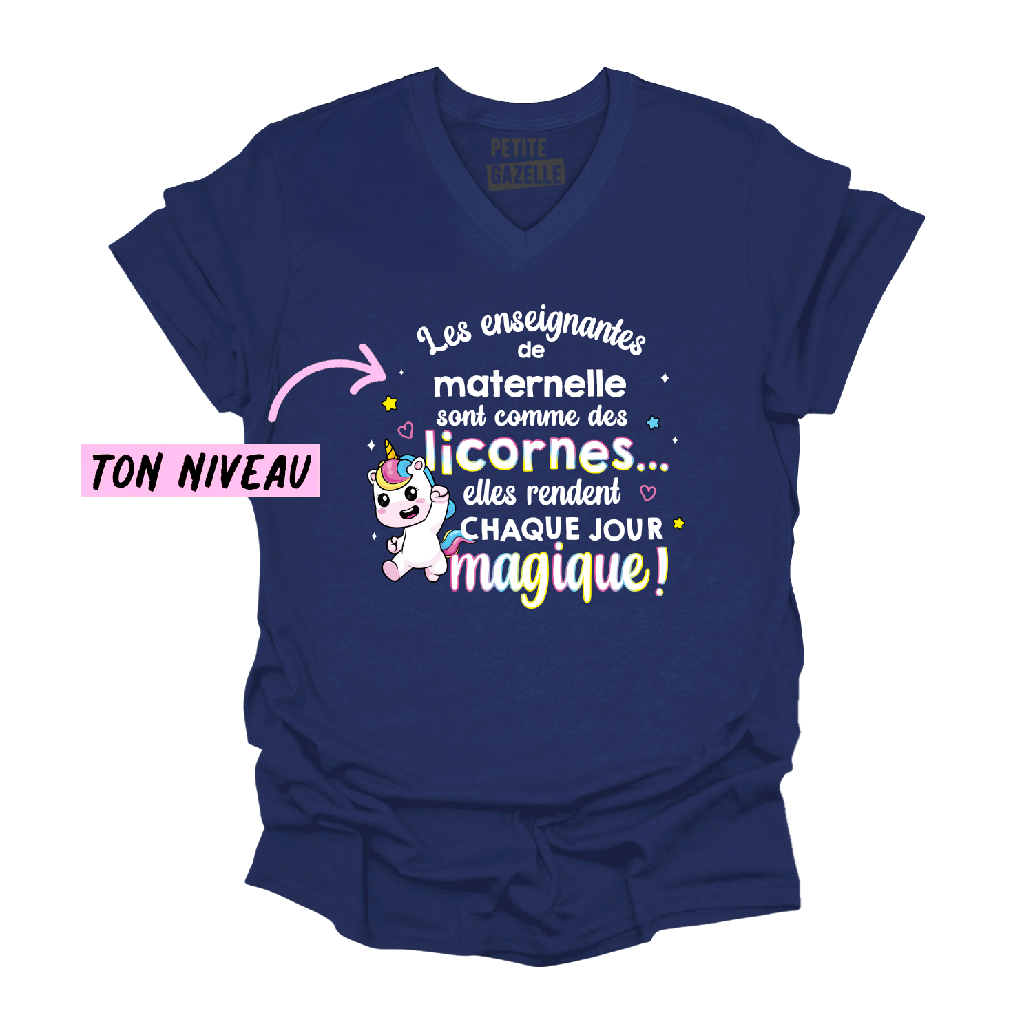 TSHIRT COL en V | Les enseignantes sont comme des licornes