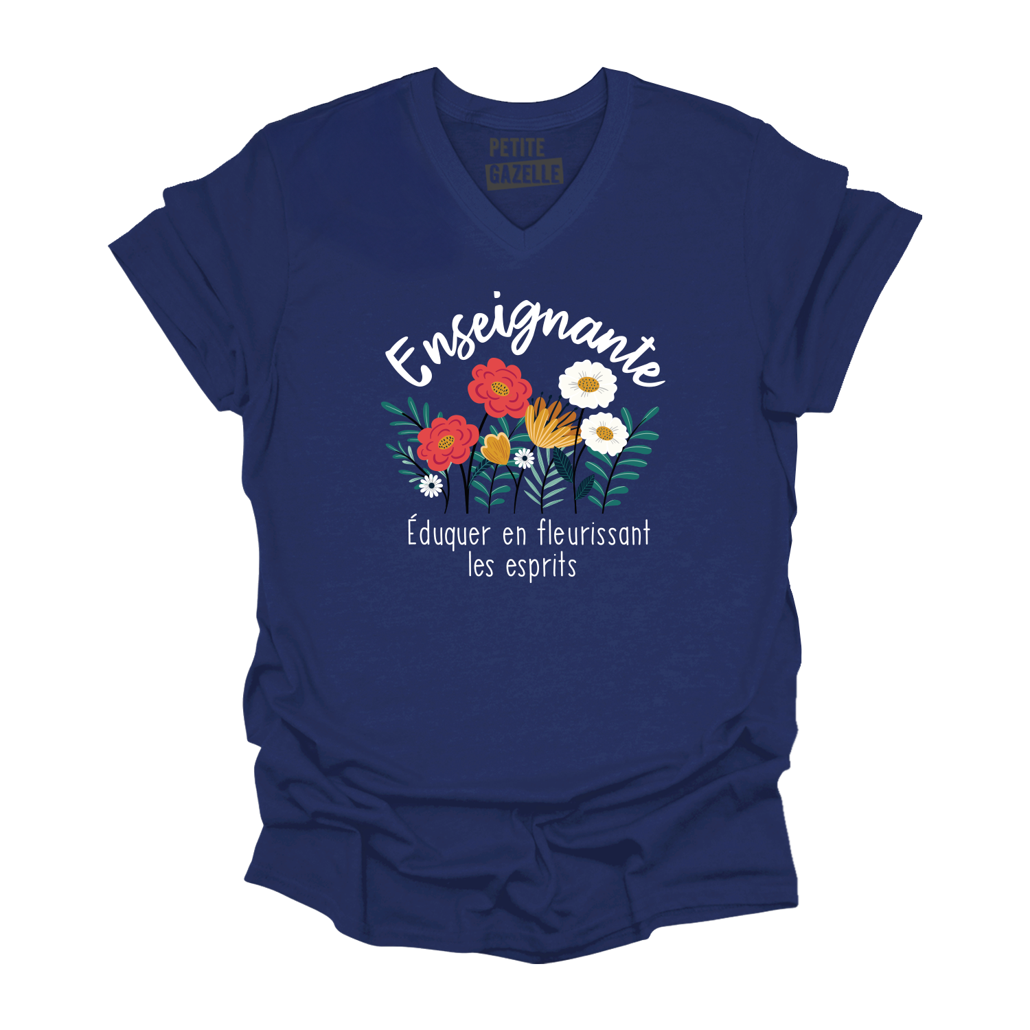 TSHIRT COL en V | Enseignante, Fleurir les esprits