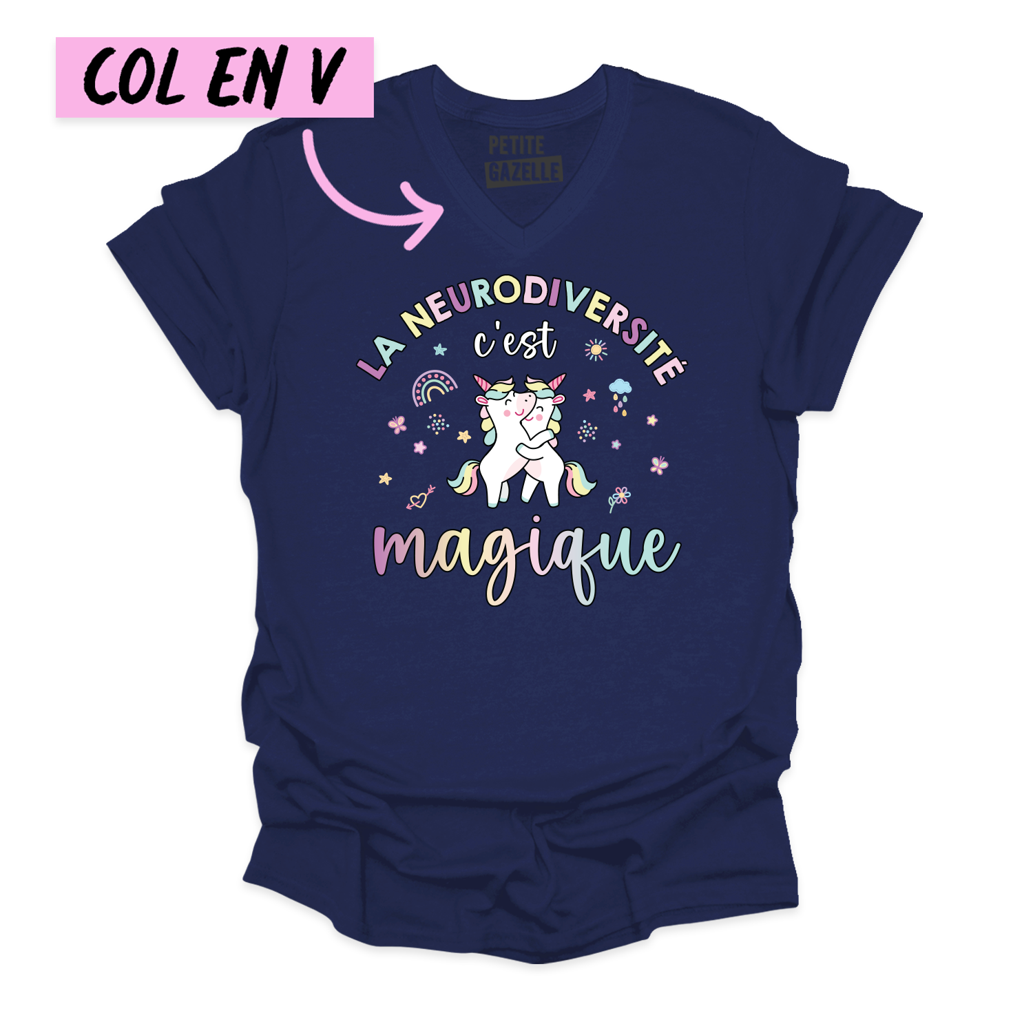 TSHIRT COL en V | La neurodiversité c'est magique