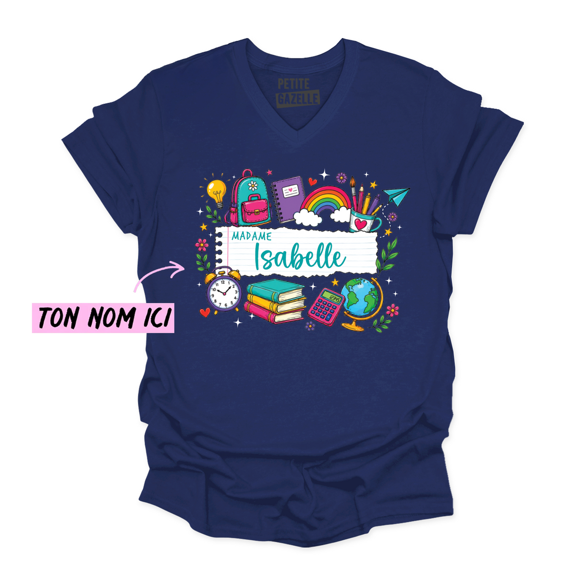 TSHIRT COL en V | Feuille Lignée