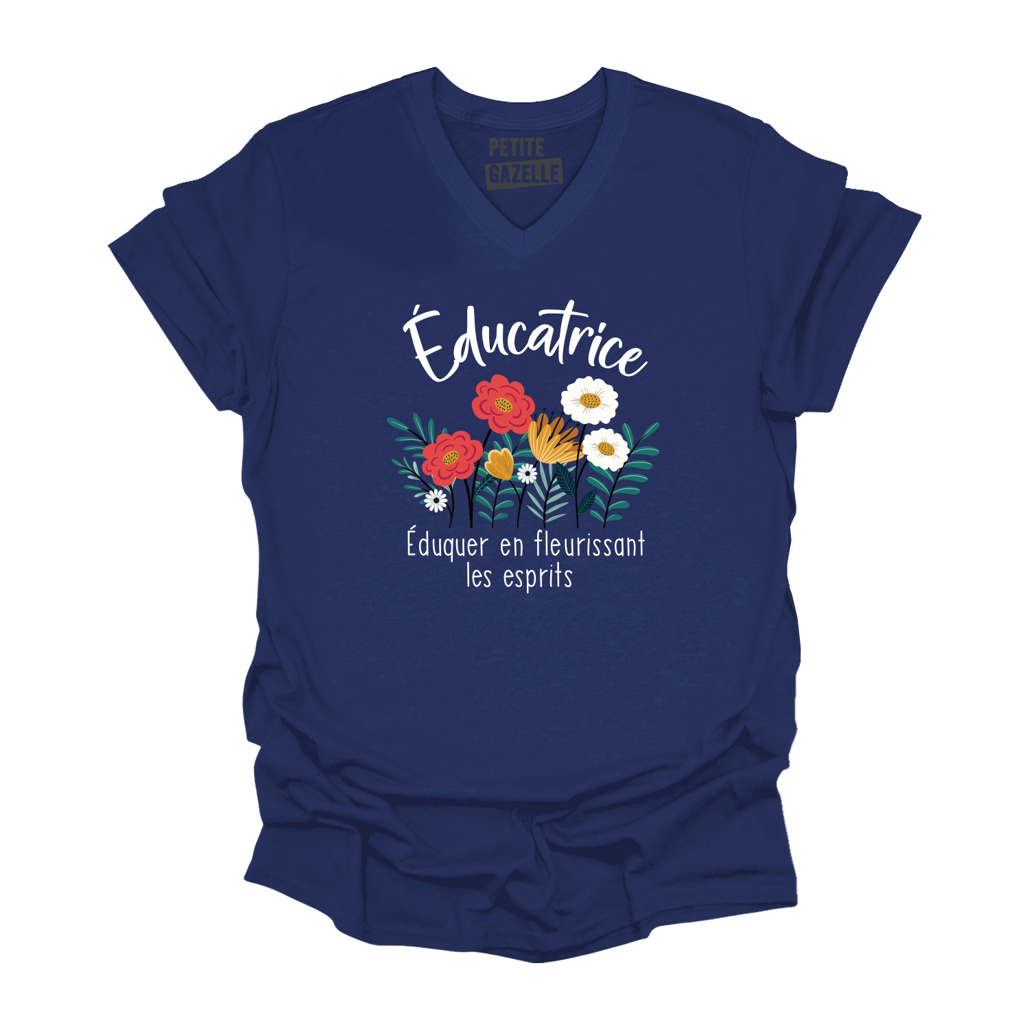 TSHIRT COL en V | Educatrice, Fleurir les esprits