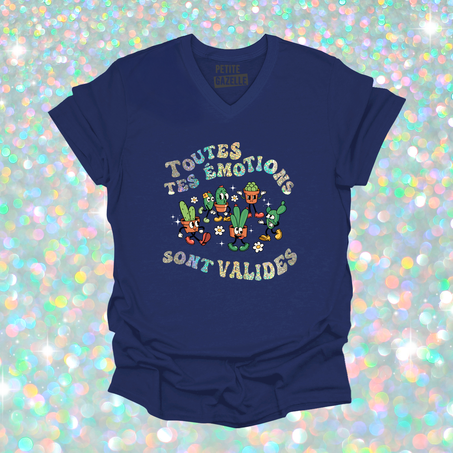 TSHIRT COL en V | Toutes tes emotions sont valides (Holographique)