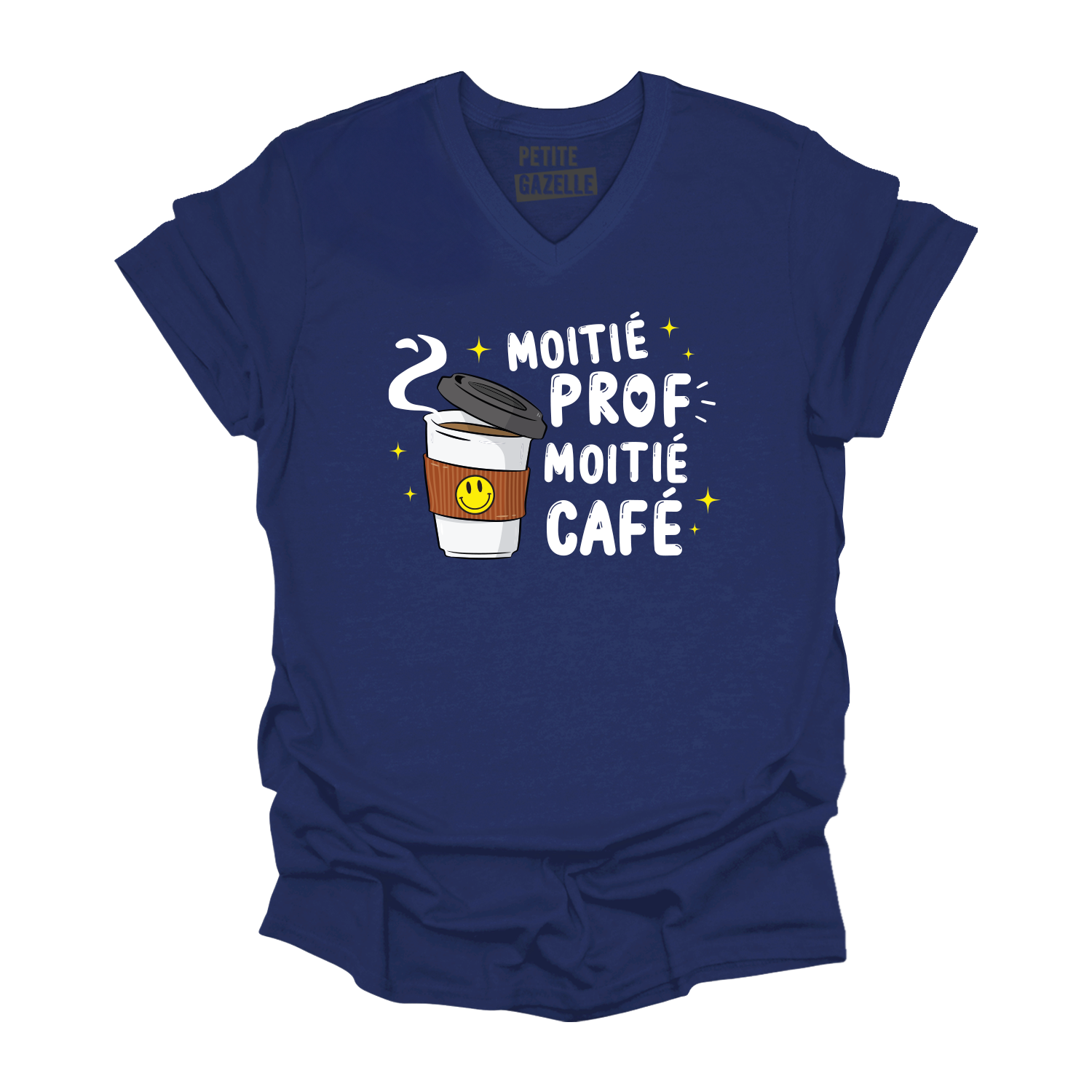 TSHIRT COL en V | Moitié Prof, Moitié Café