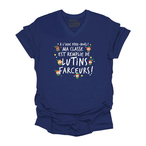 TSHIRT COL en V | Ma classe est remplie de lutins