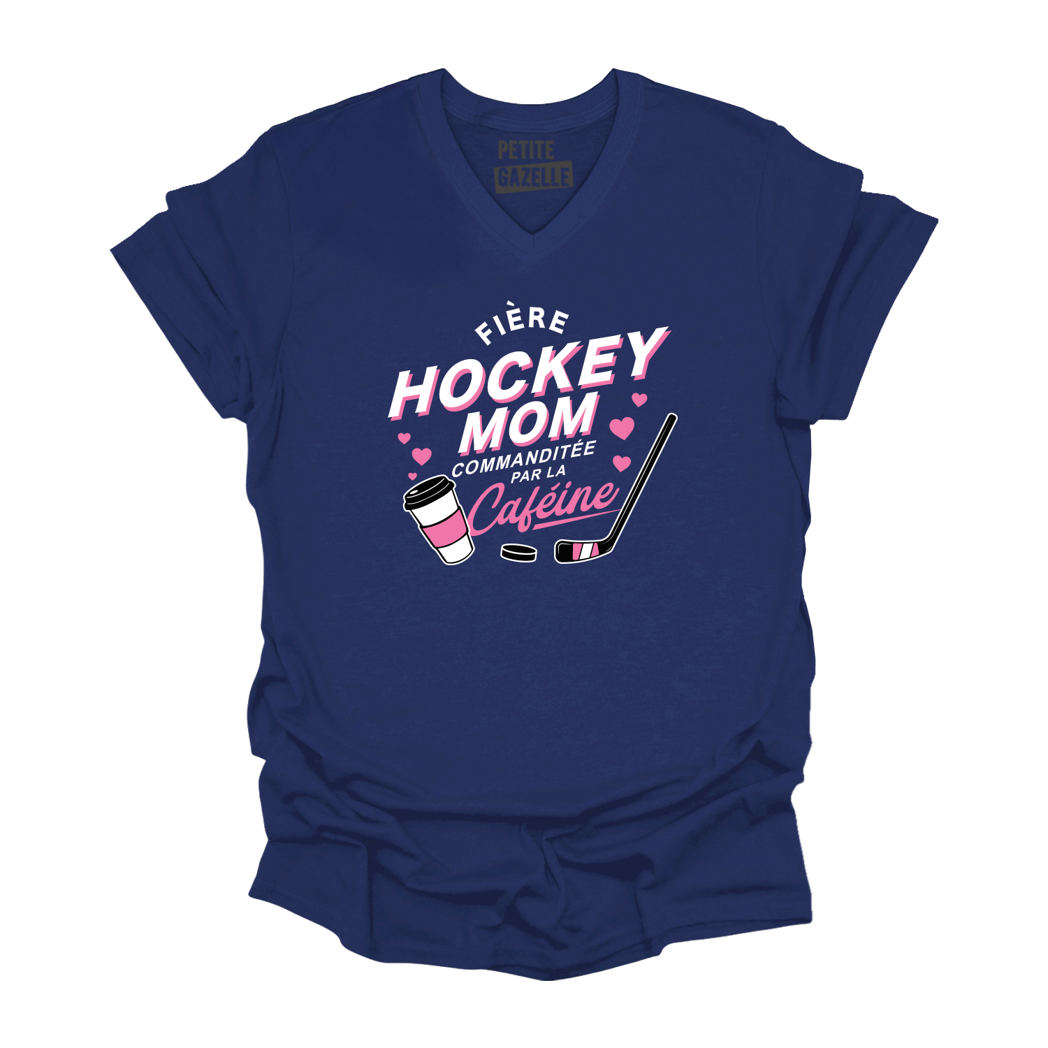 TSHIRT COL en V | Hockey Mom - Commanditée par la caféine