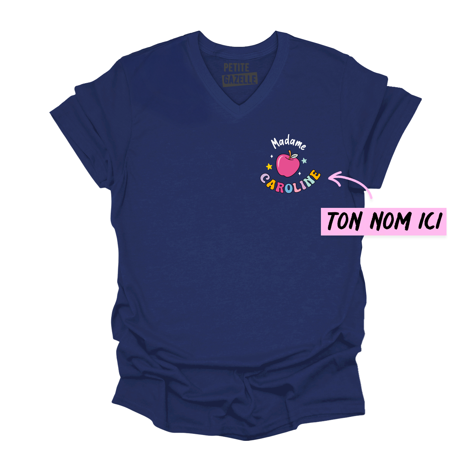 TSHIRT COL en V | Madame Pomme Pastel