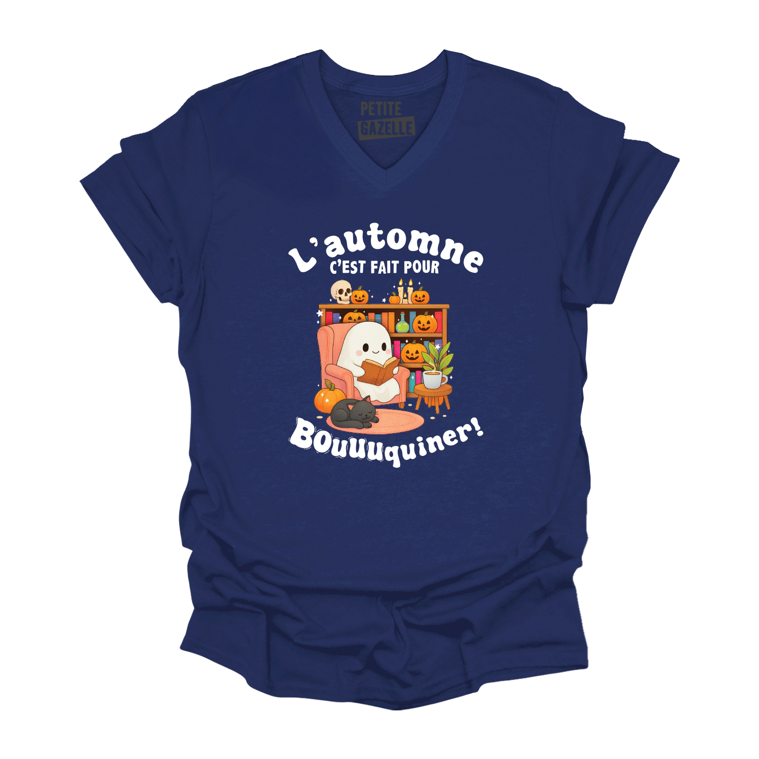 TSHIRT COL en V | L'automne c'est fait pour bouquiner !