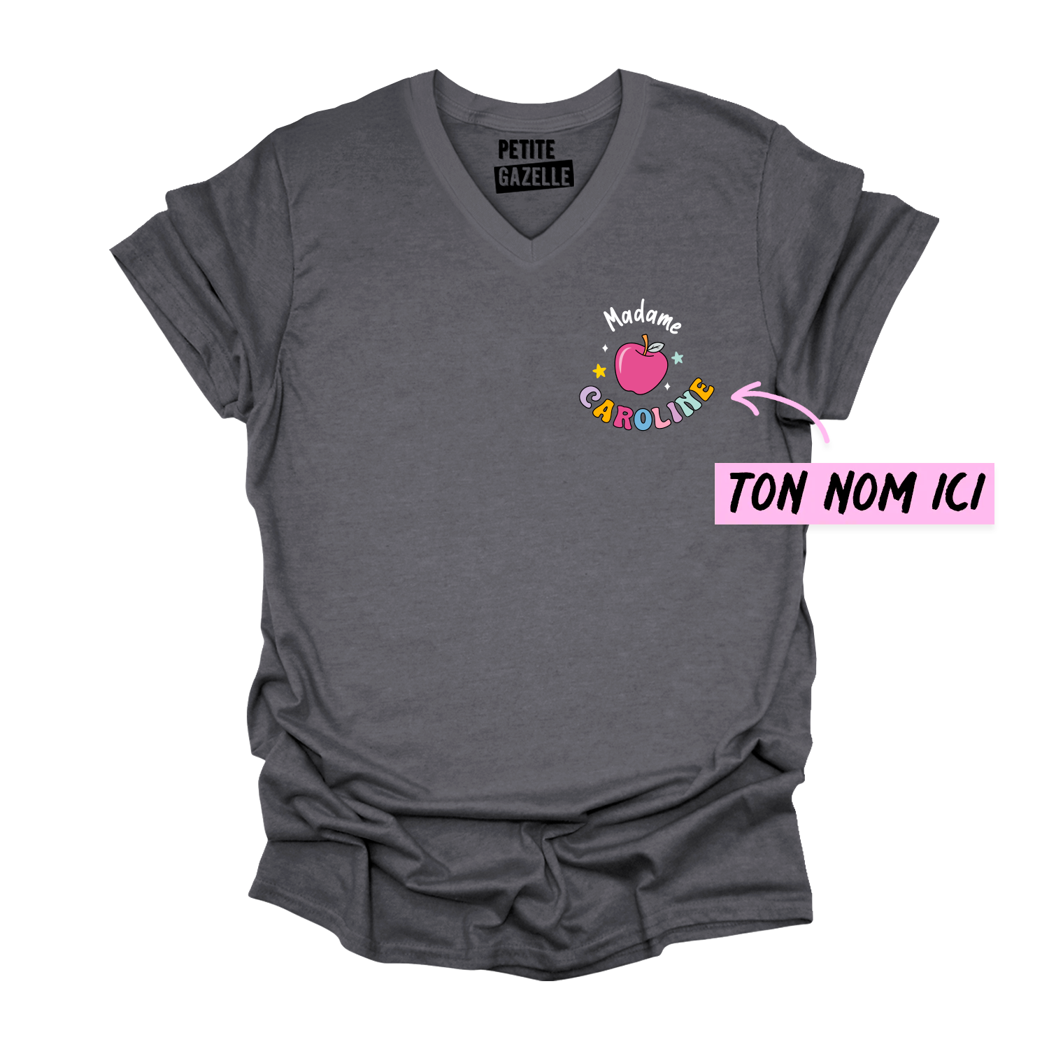 TSHIRT COL en V | Madame Pomme Pastel