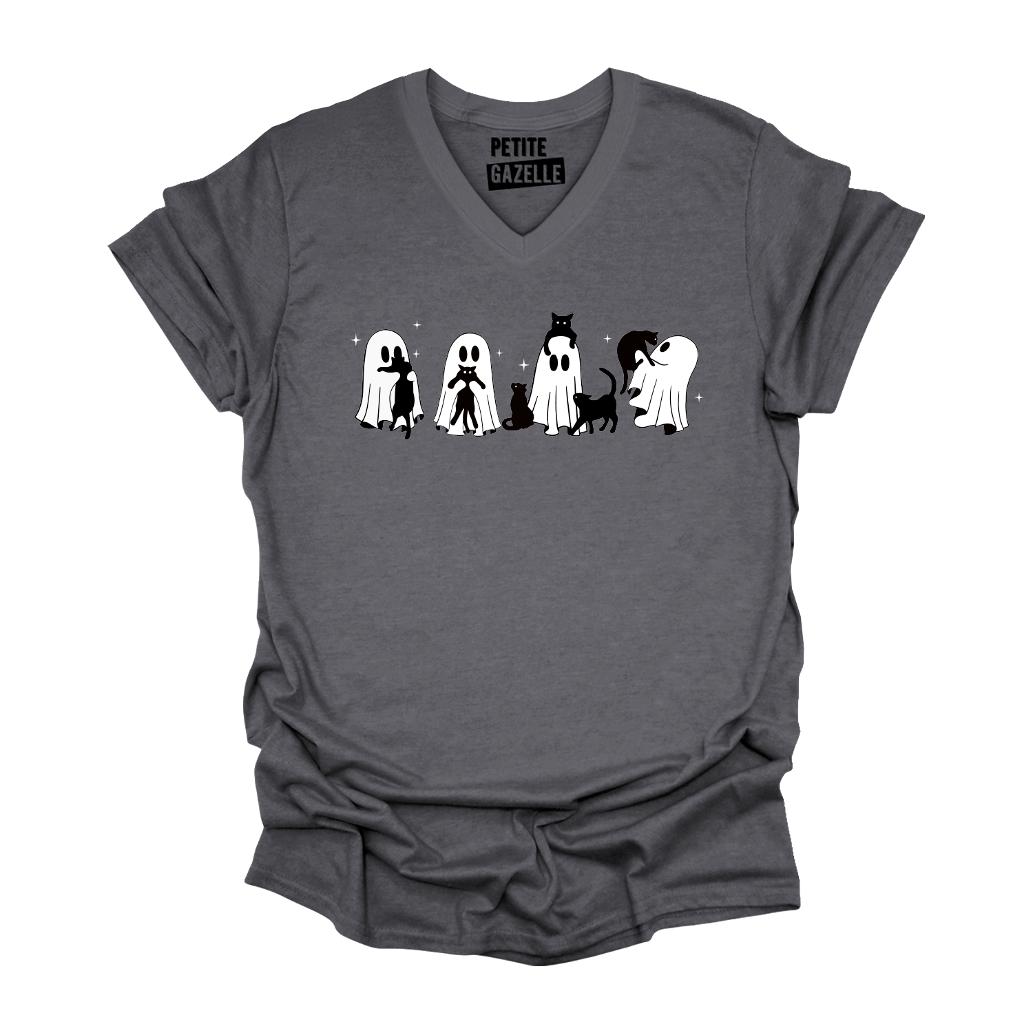 TSHIRT COL en V | Chats & Fantômes