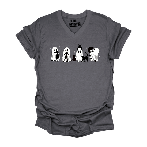 TSHIRT COL en V | Chats & Fantômes