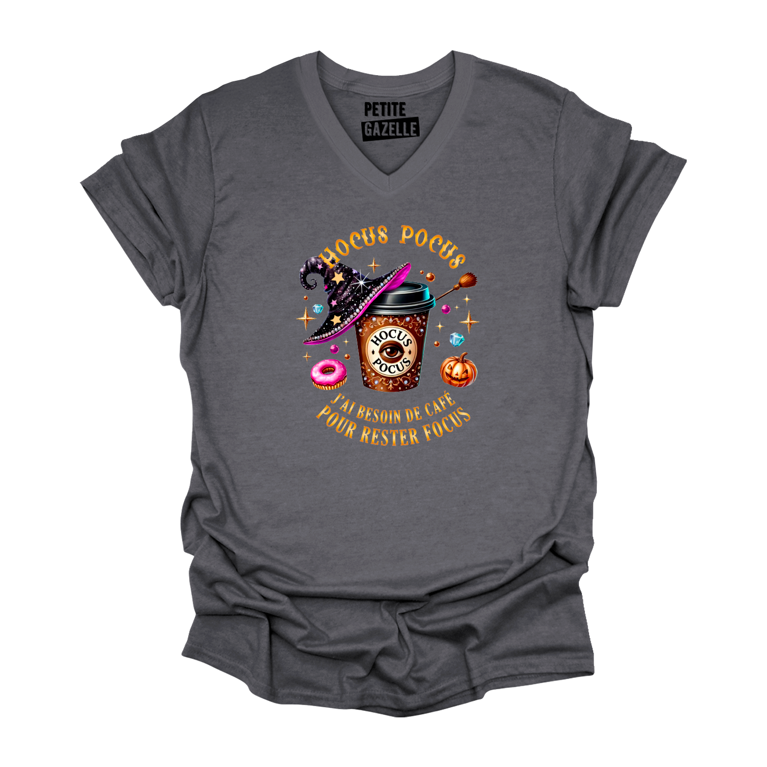 TSHIRT COL en V | Hocus Pocus j'ai besoin de café