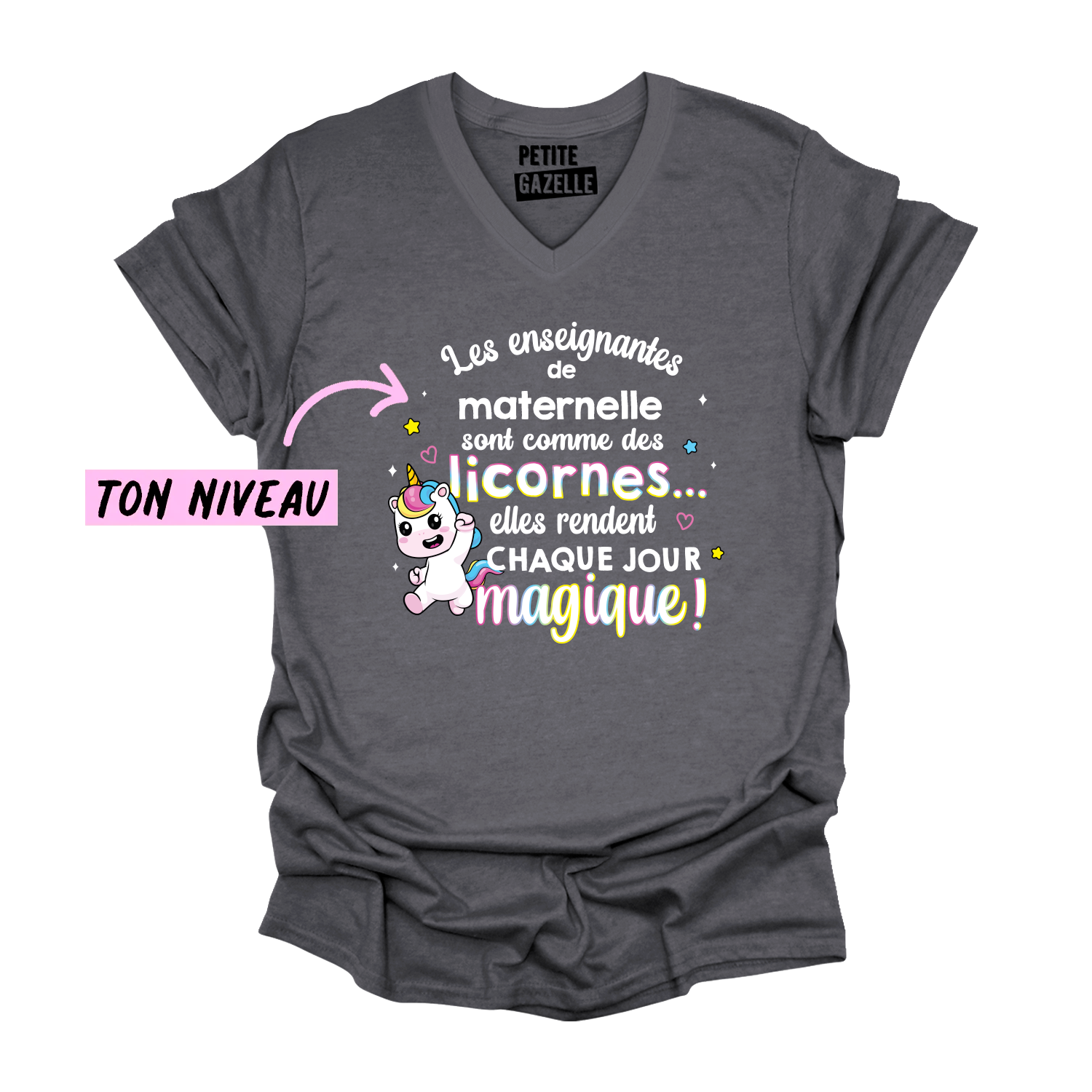 TSHIRT COL en V | Les enseignantes sont comme des licornes