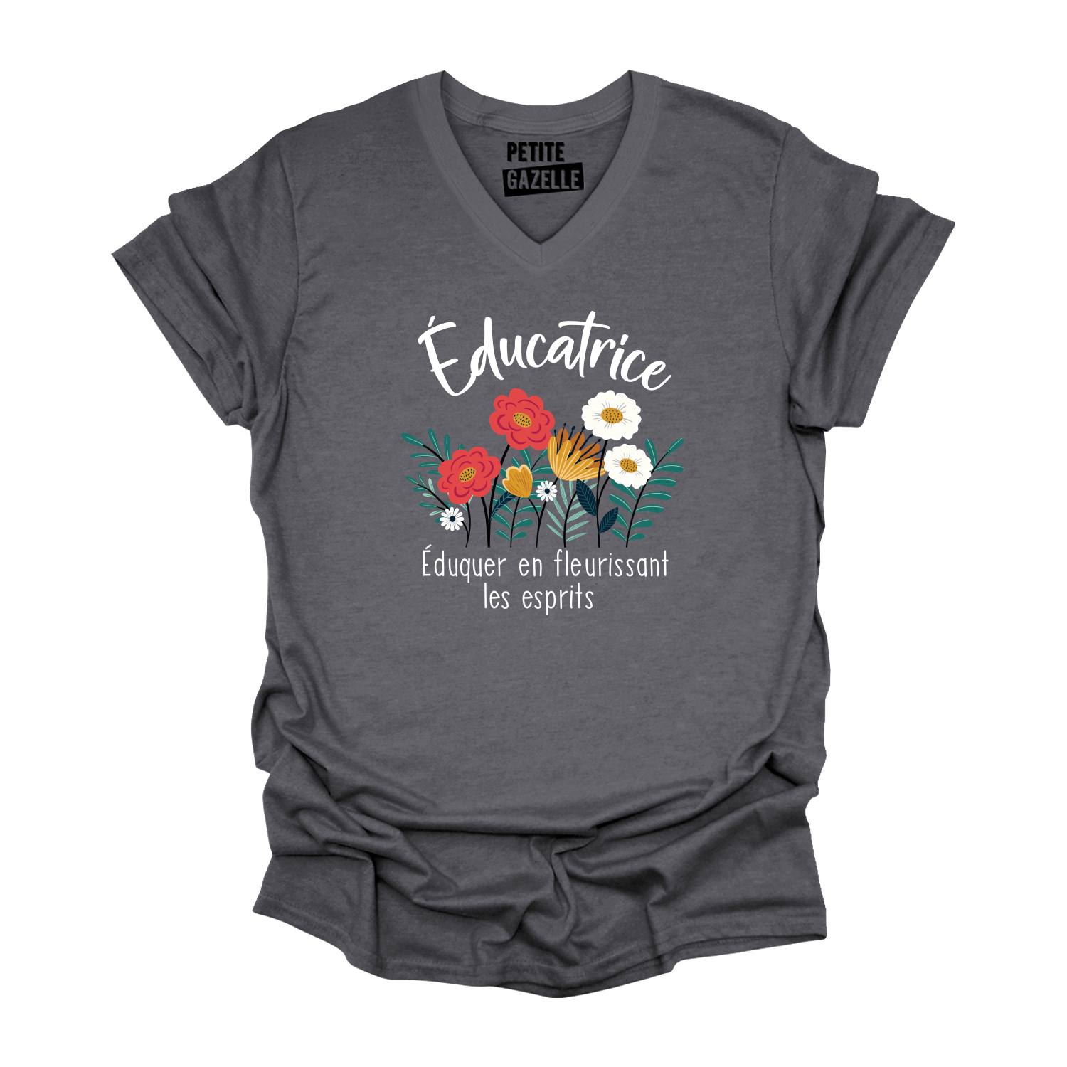 TSHIRT COL en V | Educatrice, Fleurir les esprits
