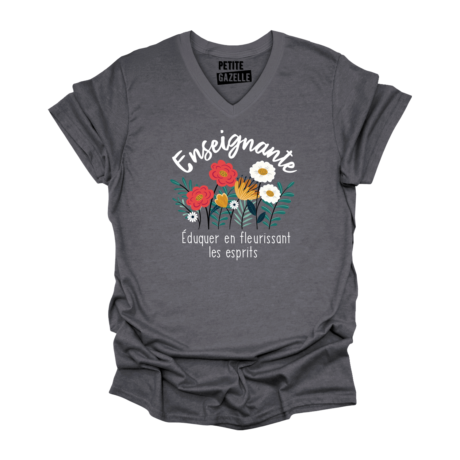 TSHIRT COL en V | Enseignante, Fleurir les esprits
