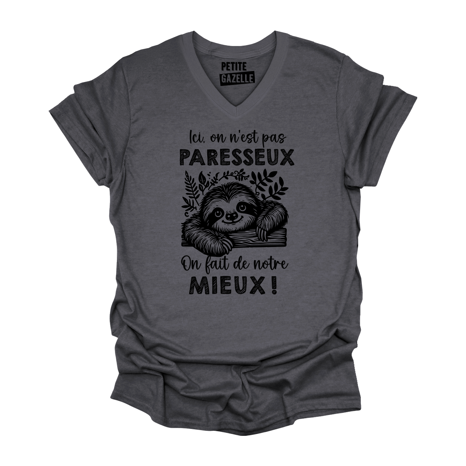 TSHIRT COL en V | Ici, on n'est pas paresseux