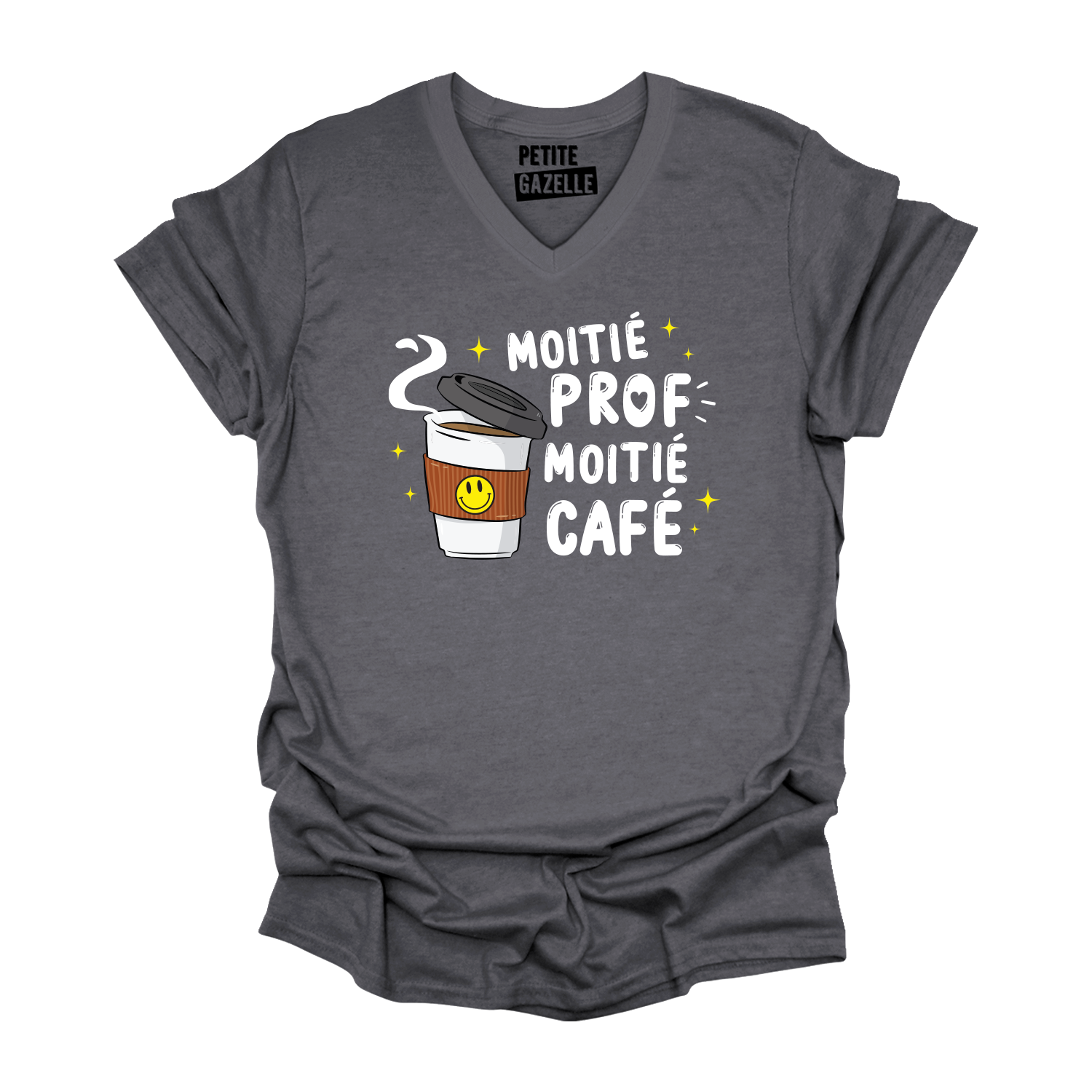 TSHIRT COL en V | Moitié Prof, Moitié Café